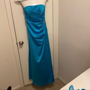Satin Teal Bridesmaid Dress